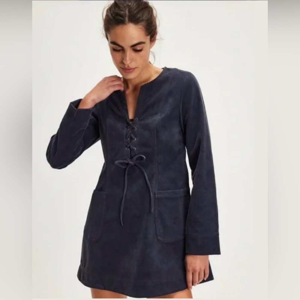Free People Bradley Dress - Faux Suede Mini Size L –  Navy